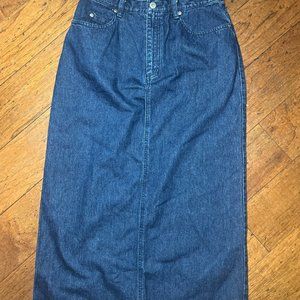 Denim Vintage long skirt slit in back